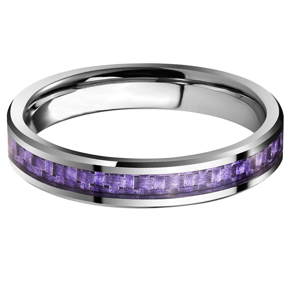 4mm Hartmetall Lila Kohlenstoff Fiber Inlay für frauen Hochzeit Bands Paar Ringe Komfort passen
