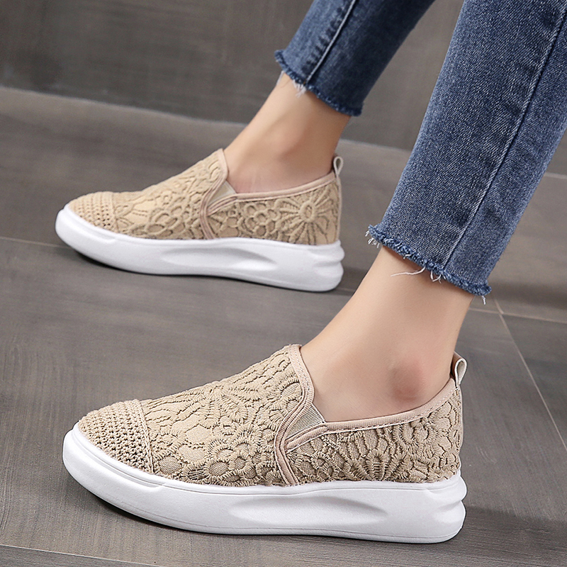 Tennis d&#39;été à plateforme pour femmes, chaussures d&#39;athlétisme, de Fitness, noires, beiges, en maille,