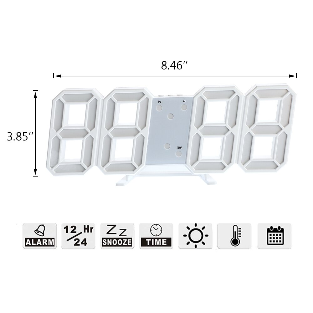 8 Shaped 3D Digital Table Wall Clock LED Nightlight Date Time Display Alarm USB Home Decoration Living room Night Light
