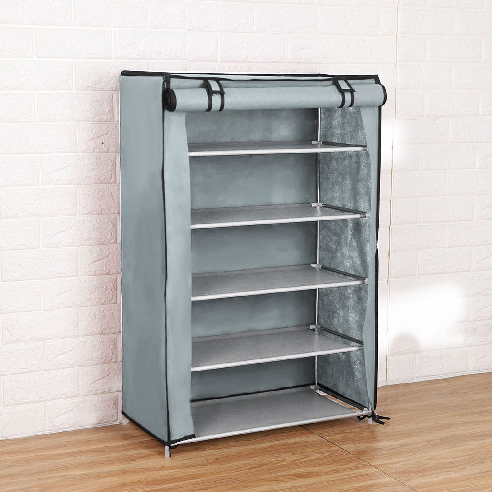 Estante para zapatos de tela no tejida de varios tamaños estante para zapatos, almacenamiento para el hogar, dormitorio, armario de pasillo, organizador de artículos diversos: 5 layer Gray