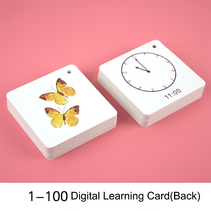 100Pcs/Set Kids Children's Digital Number Flash Card 0-100 Early Learning Addition, Subtraction, Multiplication, Divide Games