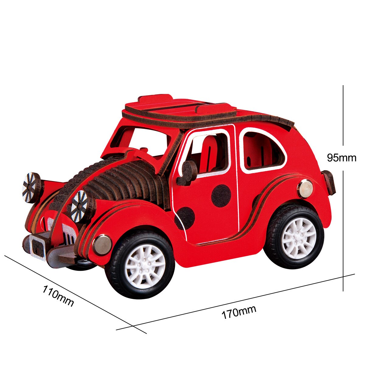 3d Drie-Dimensionale Puzzel Houten Auto Inertiële Pull Back Auto Model Handgemaakte Glijden Speelgoed Auto: Beetle