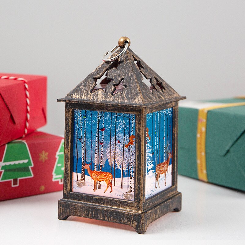 Noël nuit lampe créative Oldman bonhomme de neige rétro vent lanterne noël fête décoration pendentif bureau ornement lampe: 02