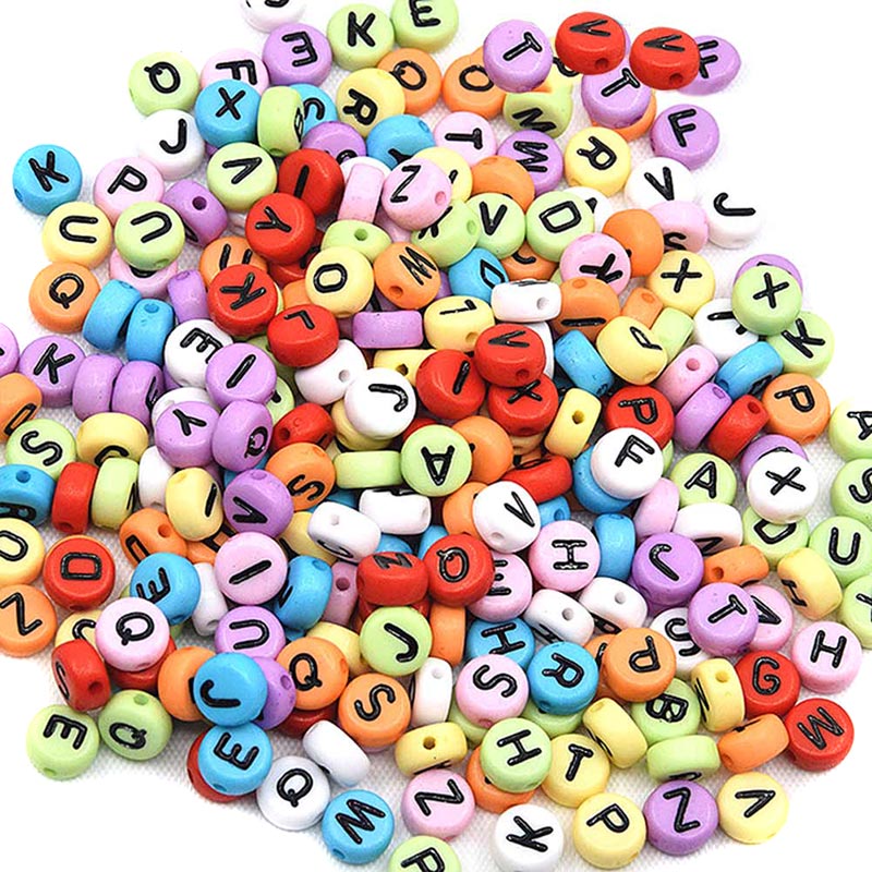 DIY Square Round Acrylic Alphabet Spacer Loose Beads For Necklace Bracelet Letter Beads Charms Jewelry Making SMR88: 3