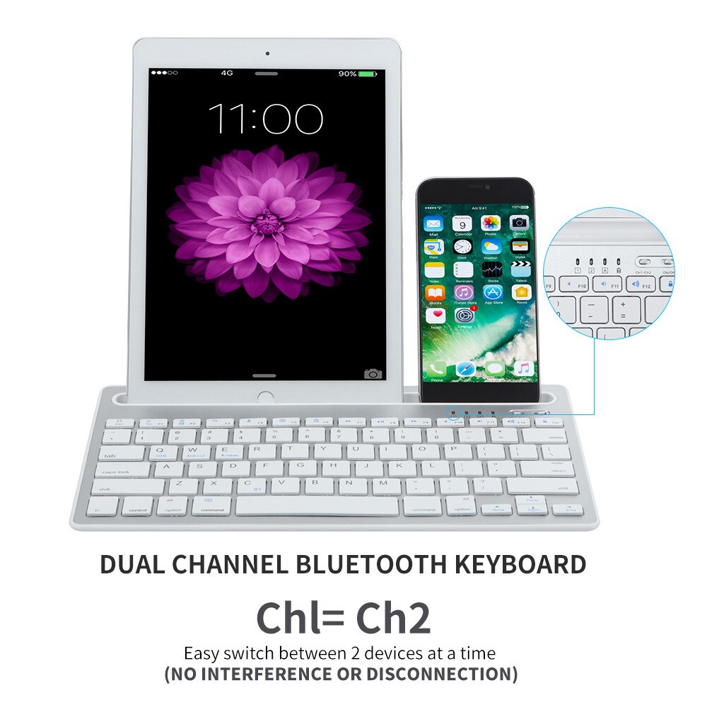 Bluetooth Keyboard Mobile Andriod Tablet PC Laptop Multi-Device thin Mini mute keyboard with Stand Holder For iPad iPhone iMac