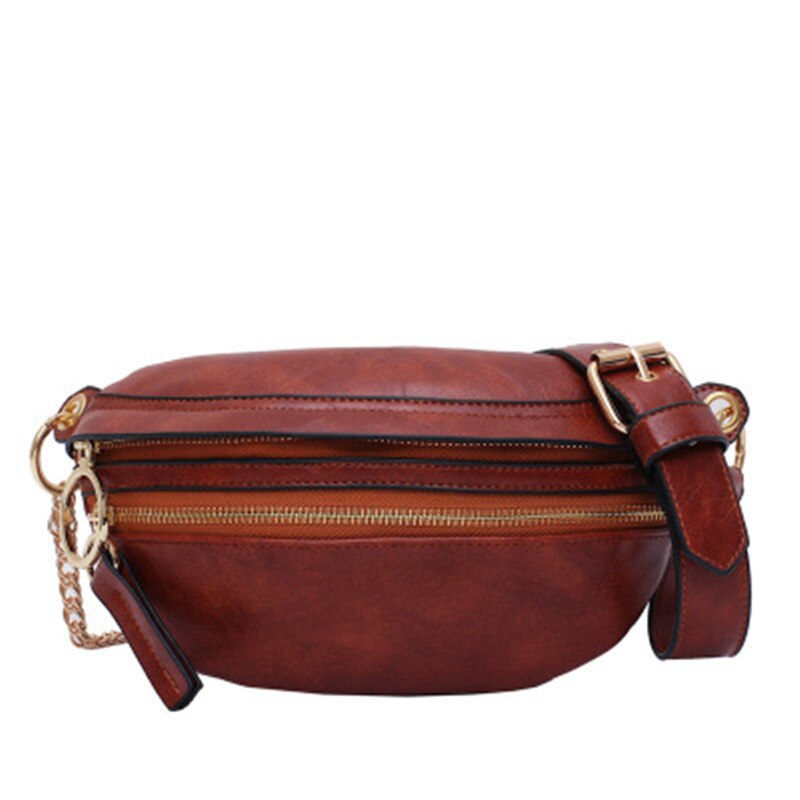 Vintage ensfarvet taljepakke til kvinder designer mærke pu læder fanny pack messenger bag afslappet kvinder talje bælte taske