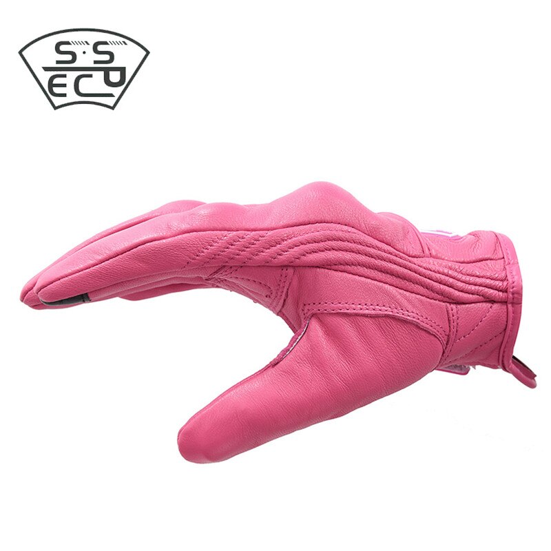 Guantes clásicos Retro de cuero para motocicleta, para mujer, Chopper, Moto, café, impermeables, Vintage, dedo completo, XS-XXL, novedad de