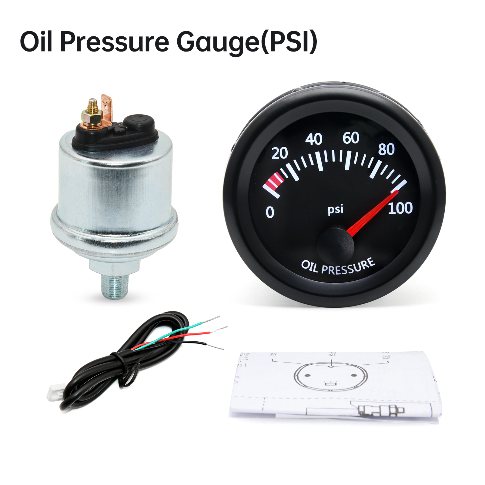 Para coche de gasolina 12V 52mm medidor de coche Universal Auto temperatura de agua temperatura de aceite prensa de aceite medidor de voltios de combustible con Sensor soporte negro: Castaño