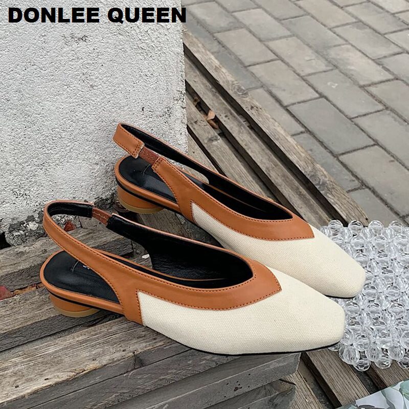 Dames Sandalen Lage Hakken Elegante Mule Schoenen Vrouwen Casual Slingbacks Dame Lente Schoenen Slip Op Sandaal Muilezels Zapatos Muilezels