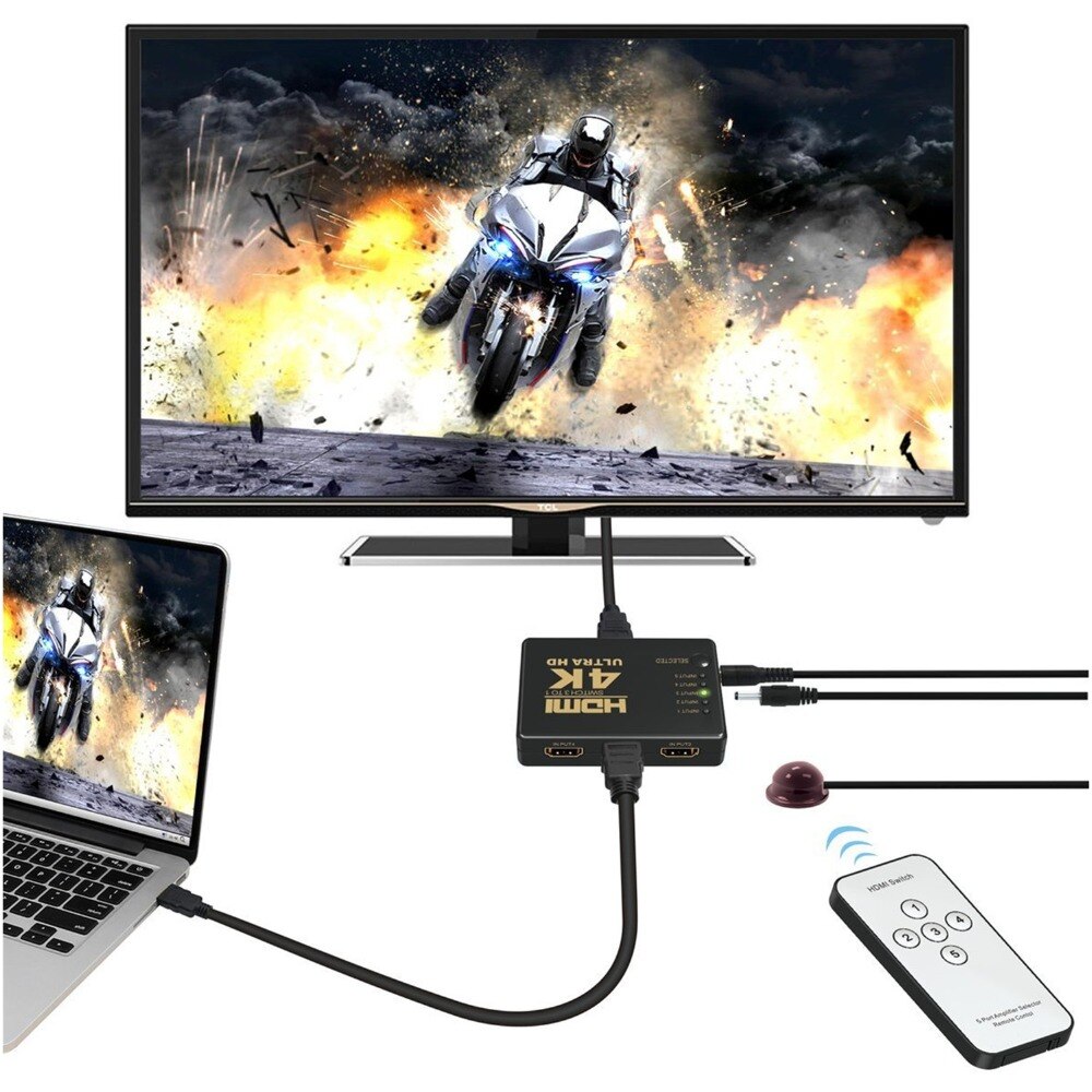 Ultra HD 4K HDMI-compatible Splitter 1x5 Port 3D 4K*2K Video for Switch Switcher 1 Input 5 Output HUB with IR Remote