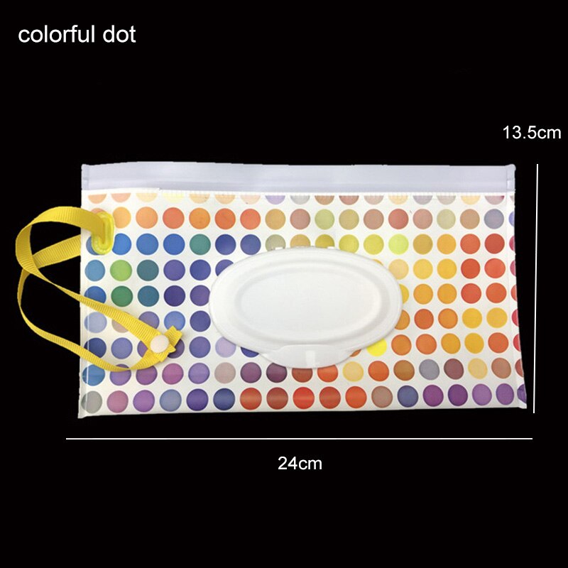 Easy-transport de lingettes, boîte de lingettes pour bébés, sac de lingettes humides, conteneur Portable, pochette de cosmétiques: colorful dot