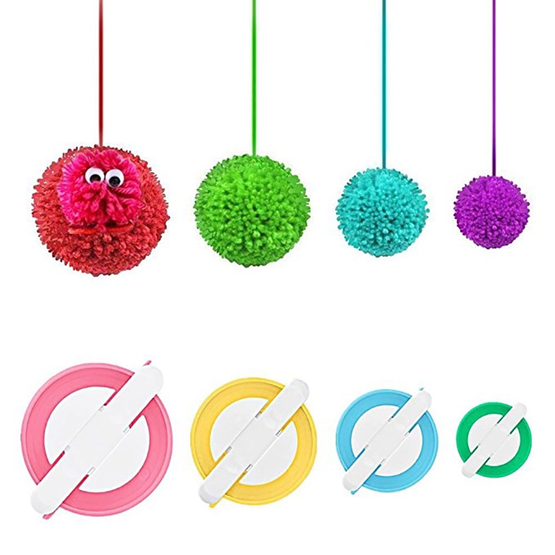 4 stks/set Pom-pom Maker 4 Verschillende Maten Pompom Maker Fluff Ball Wever Naald DIY Wol Breien Accessoires Gereedschap set