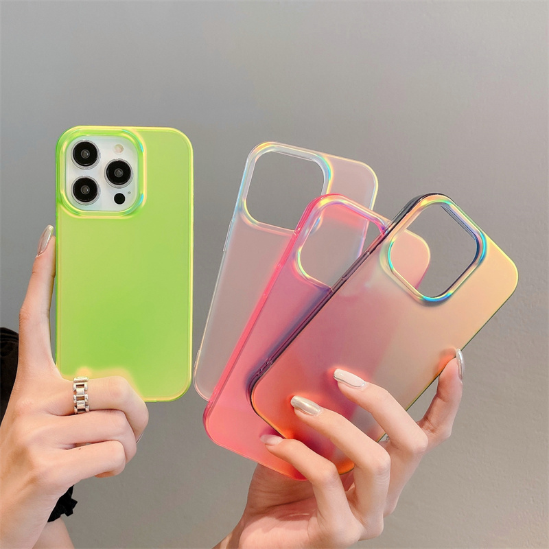 Coque de téléphone pare-chocs antichoc, couleur fluorescente, mat, éblouissante, pour iPhone 15 12 13 16 Pro Max 14 Plus, housse de Protection pour filles