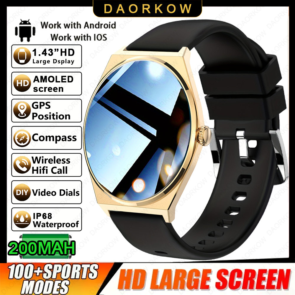 2026 Ultra Sottile Astuto Della Vigilanza Degli Uomini AMOLED 466*466 HD Pixel Display Always Show Time Bluetooth Chiamata di Promemoria Smartwatch Impermeabile: Grigio