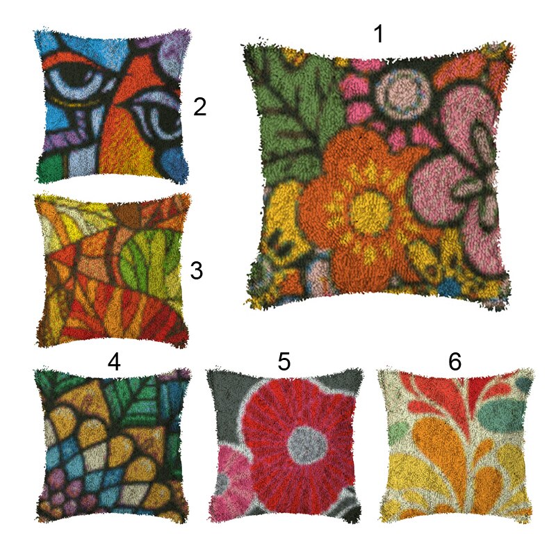 Kit de tapis à crochet en treillis de fleurs, pour bricolage, Segment, oreiller brodé en laine, point de croix, ensemble de tapis, artisanat