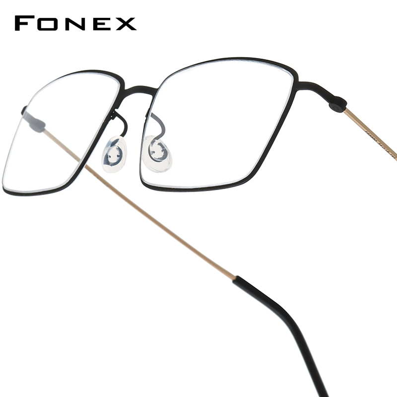 FONEX-Monture de lunettes en titane B pour hommes et femmes, de , montures rondes, poids ultraléger, Morten, lunettes coréennes sans vis: vert militaire