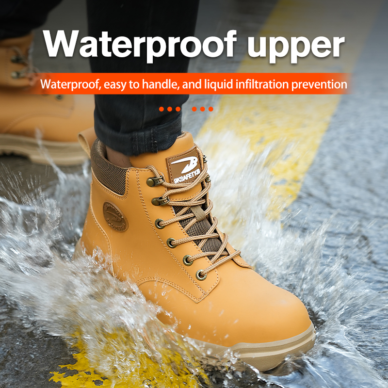 Botas de seguridad cómodas y impermeables para el trabajo, botas protectoras de cuero, zapatos industriales antigolpes y antipinchazos