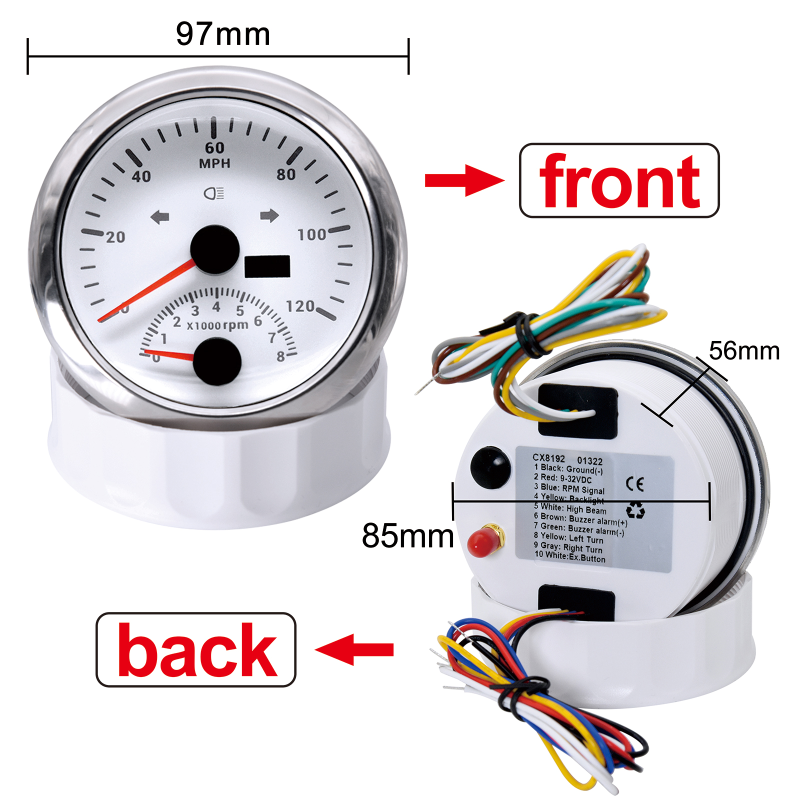 Waterproof Digital GPS Speedometer 85MM Boat Car Speed Meter Gauge 120KMH 200KMH 120MPH 200MPH Tachometer Gauge RPM Sensor 9-32V