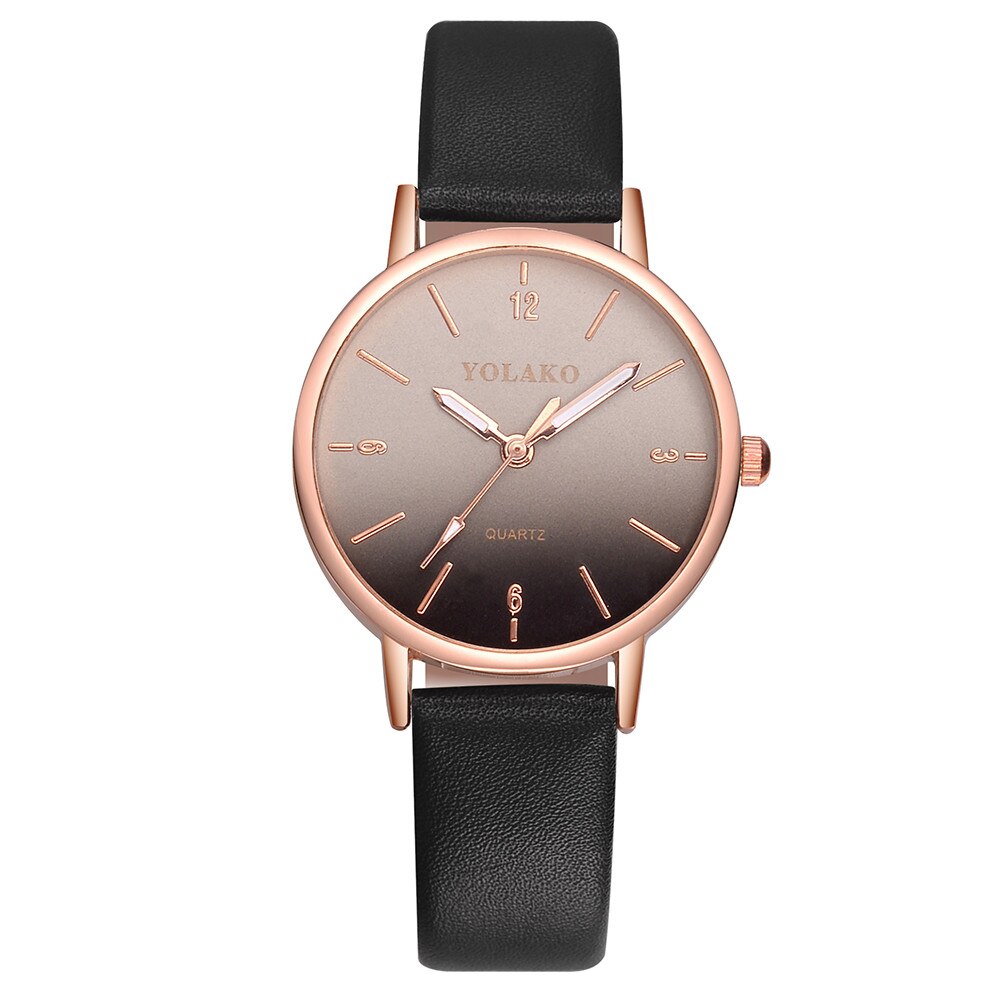 YOLAKO Women Watches Casual Leather Quartz Wristwatch Strap Dress Watch Analog Female Clock Relogio Feminino