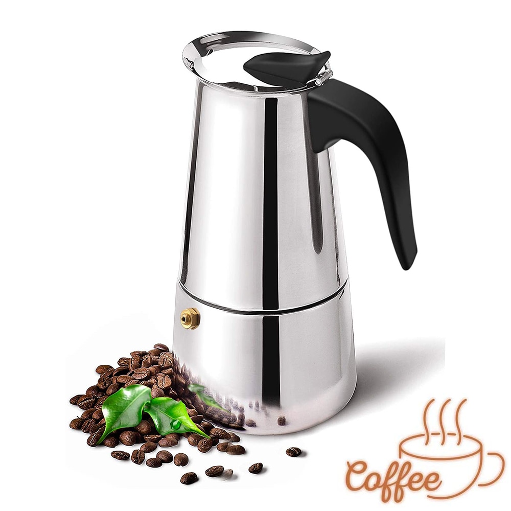 600/450/300/200/100 Ml Rvs Moka Pot Gasfornuis Espresso Koffiezetapparaat Met Klassieke en Rijke Brouwt Voor Italiaanse Koffie