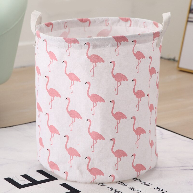 New japanese cotton and linen fabric laundry basket, foldable storage bucket, waterproof laundry basket, storage basket: Bird
