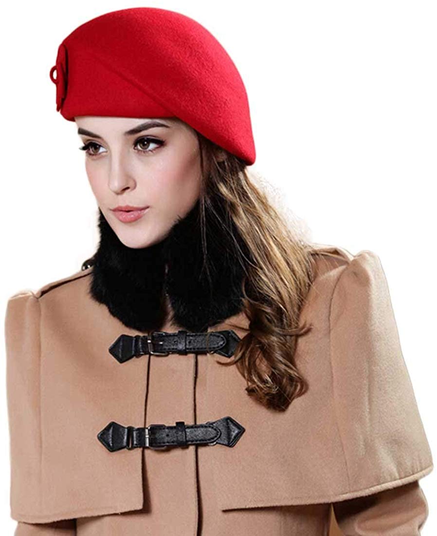 Franse Baret 100% Wol Baret Bloemen Jurk Beanie Warme Pillendoosjepet