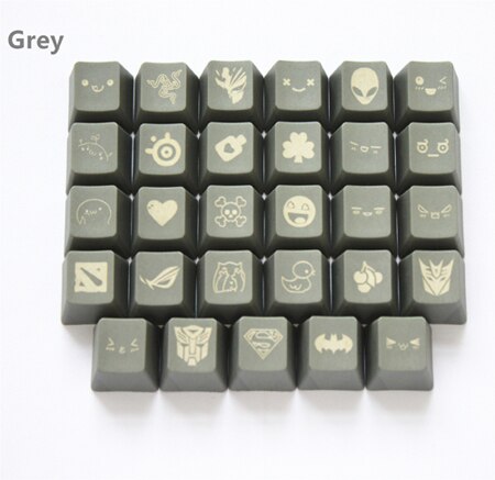 11 colors 29 Engraving graphics DIY PBT keycaps OEM R4 cherry MX switch mechanical keyboard keycap: grey