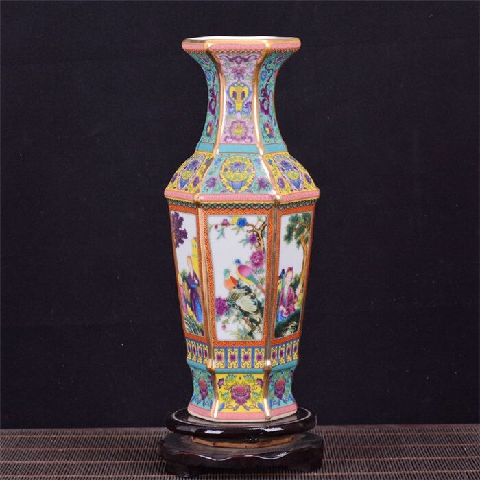 Chinese Vaas Porselein Groen Bloesems Handgeschilderd D36xH44cm - Totale Showroom Leegverkoop! Tot 80% Korting