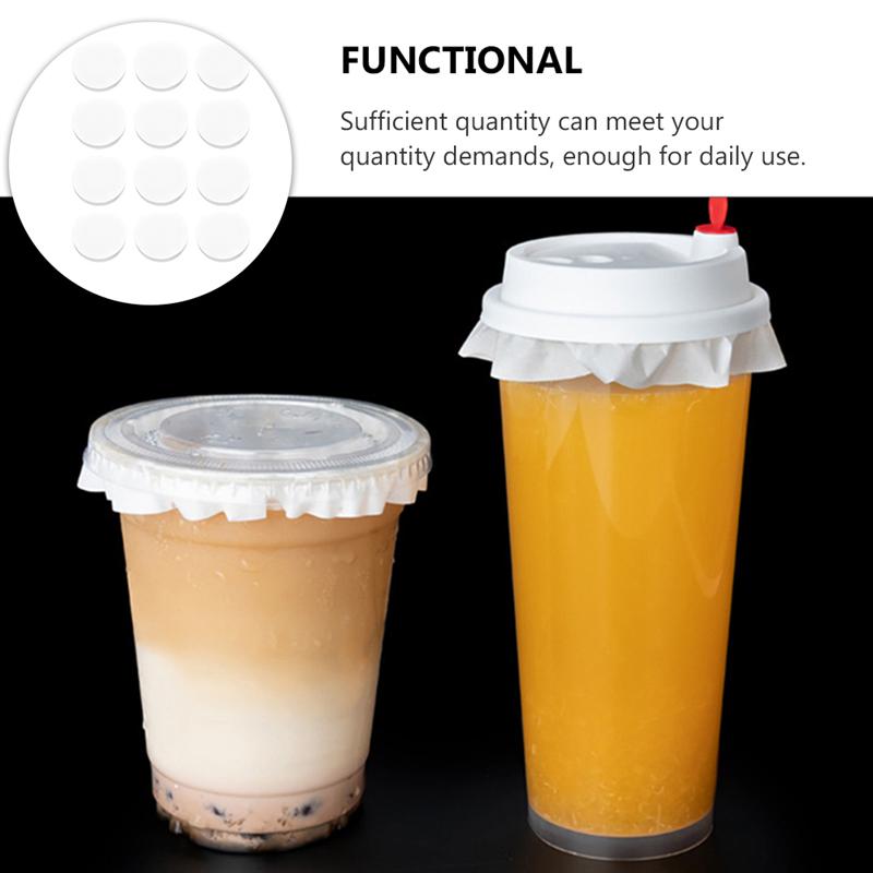 500pcs Round Shape Leak Proof Paper Films Coffee Spill Proof Gasket Leak Proof Paper Films Juice Milktea Cover Paper Films