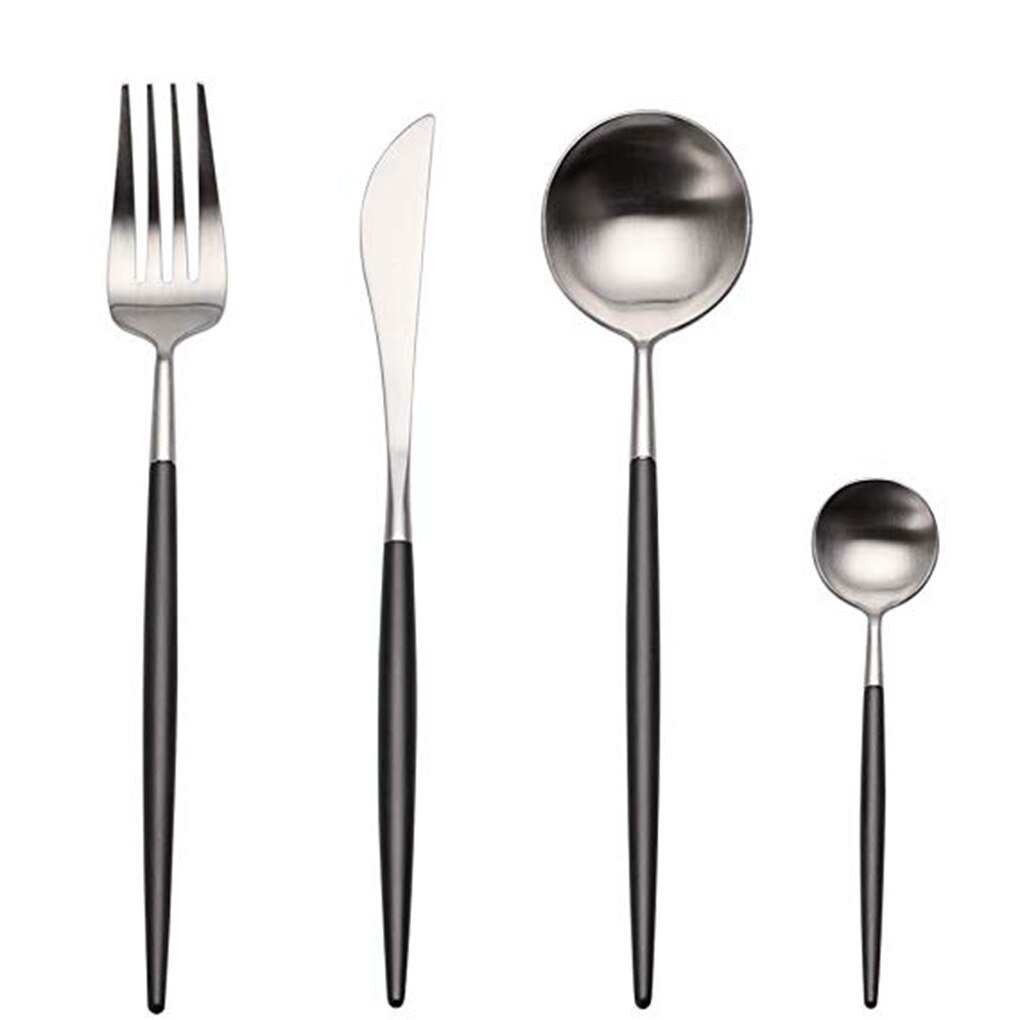 4 Pcs Plated Portugal Lepel Vork Theelepel Sets 304 Roestvrij Staal Western-Stijl Voedsel Servies Bestek: 5