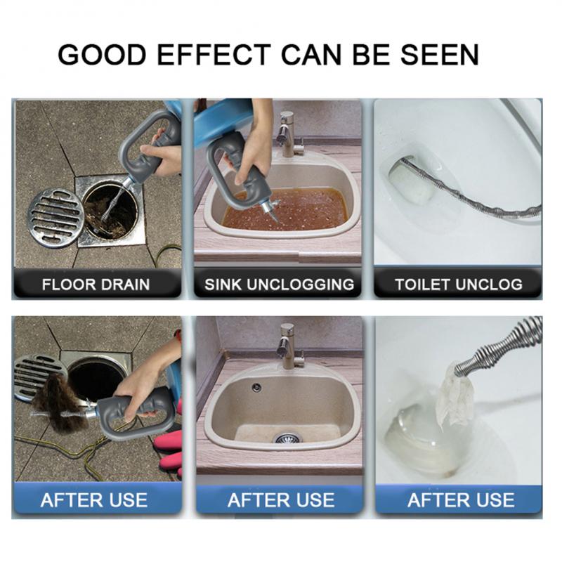 Kitchen Toilet Sewer Blockage Hand Tool Pipe Dredger Drains Dredge Drill-Powered Extendable 3/4/5/7M Auger Snake Rod Pipe Dredge