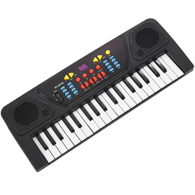 Kinderen kinderen 37 toetsen elektronisch keyboard piano muziek speelgoed opname microfoon microfoon, zwart + wit: Default Title