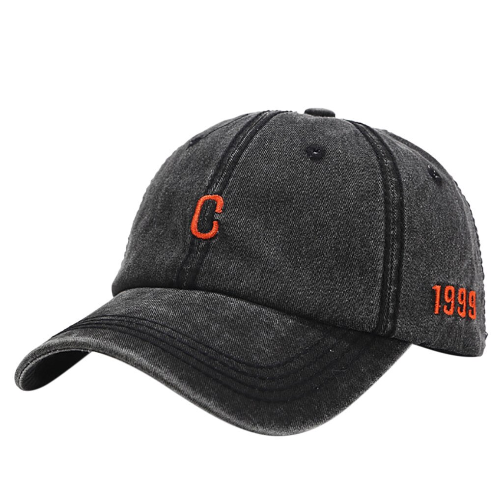 summer Baseball Cap Men Women Embroidery C Letter Baseball Caps Adjustable hat Sun Hats бейсболка мужская: Black 