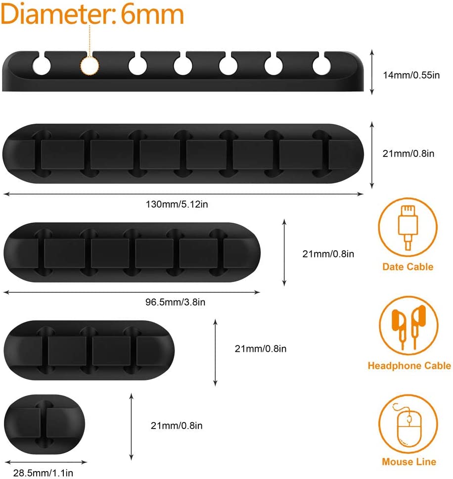 Cable Organizer Silicone USB Cable Winder Desktop Tidy Management Clips Cable Holder for Mouse Headphone Wire Organizer