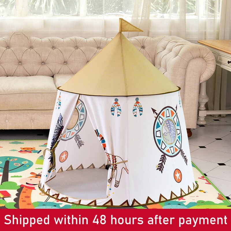 Kid Tent Huis Draagbare Prinses Kasteel 123*116Cm Aanwezig Hangen Vlag Kinderen Teepee Tent Spelen Tent Verjaardag Kerst