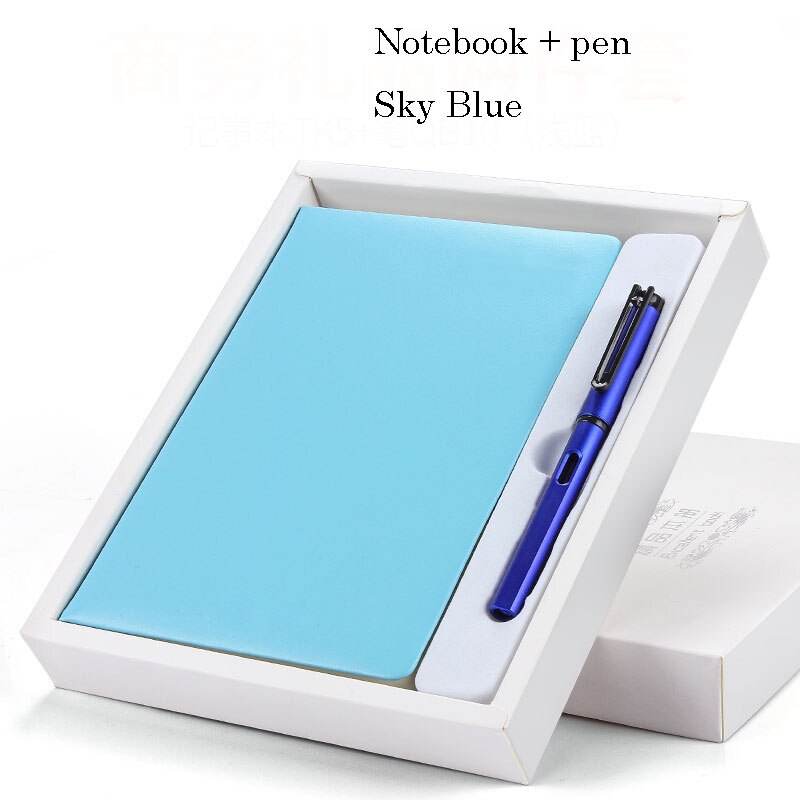 Luxurious Office Notebook Set Upscale Business Notebook Business Pen Set With Box For Office Meeting: Sky Blue
