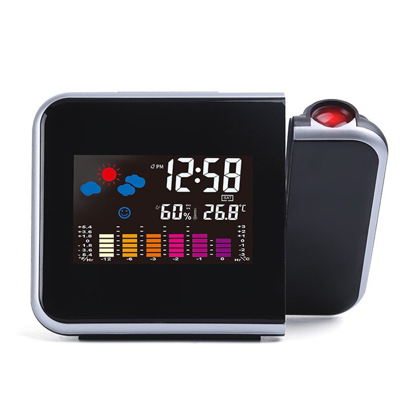 Led Projection Clock Desk Time Display Projector With Weather Station Thermometer Snooze Alarm Clock For Household Decoration: D