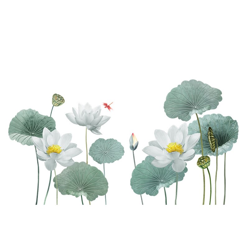 DIY Giant Lotus Flower Wall Art Stickers Living Room Decoration TV Sofa Background Home Decor Wall Cover Posters