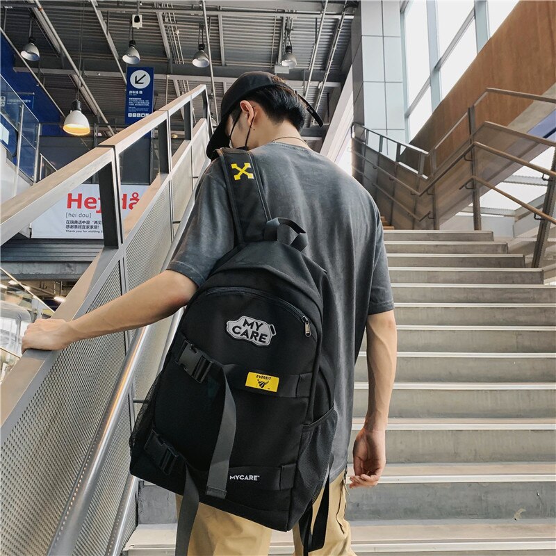 Harajuku Korean-style Street Couples Backpack Style Cool Versatile Students Hiphop-Style Skateboard Bag