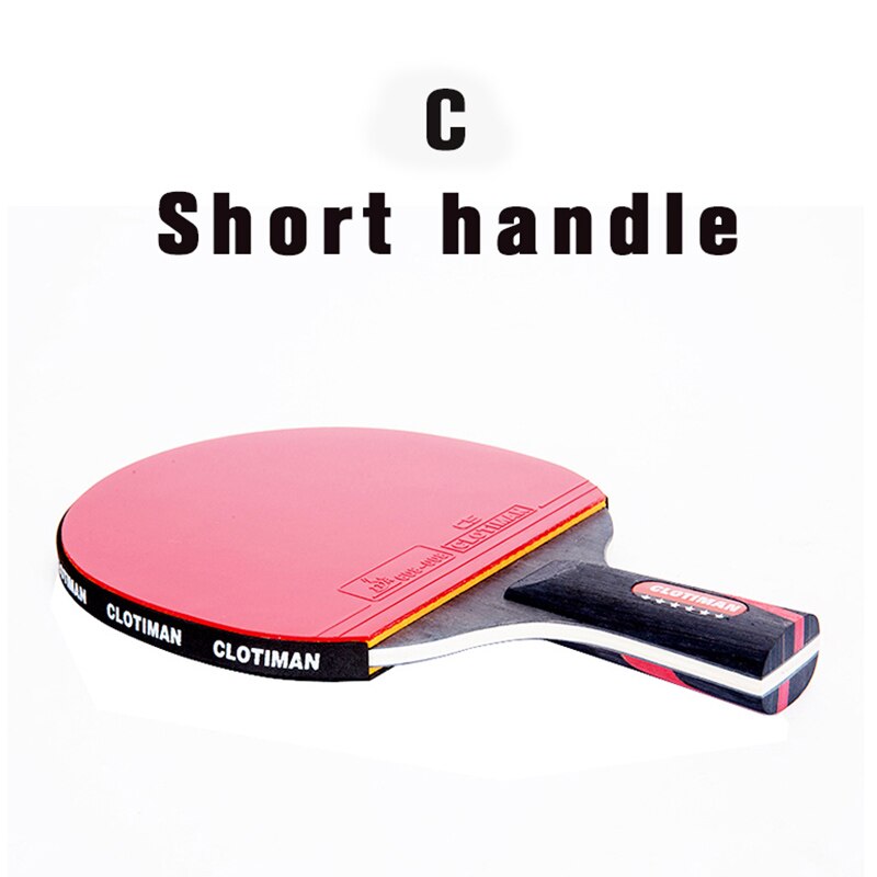 Raquette de tennis de table en carbone de , avec pagaie de ping-pong en caoutchouc à manche court, raquette de tennis de table à manche long, offensive: C short handle