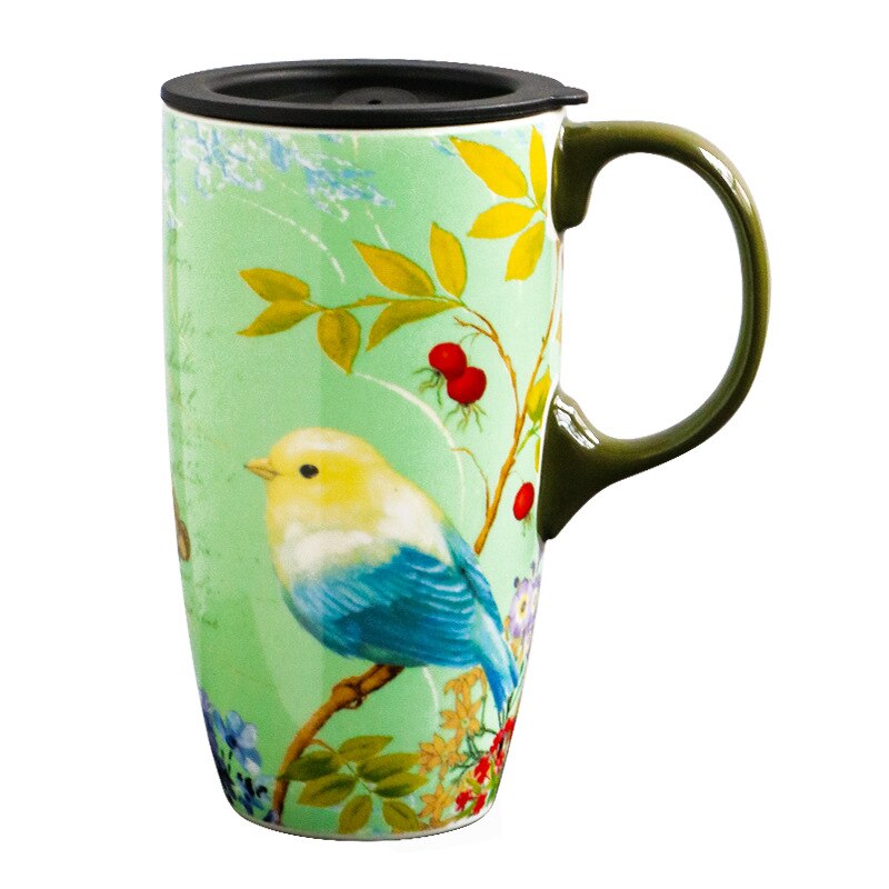 Tazza di porcellana dipinta a mano tazza di caffè in ceramica di grande capacità con coperchio ufficio casa coppia tazze di succo d'acqua in ceramica tutto'ingrosso: B-500ml