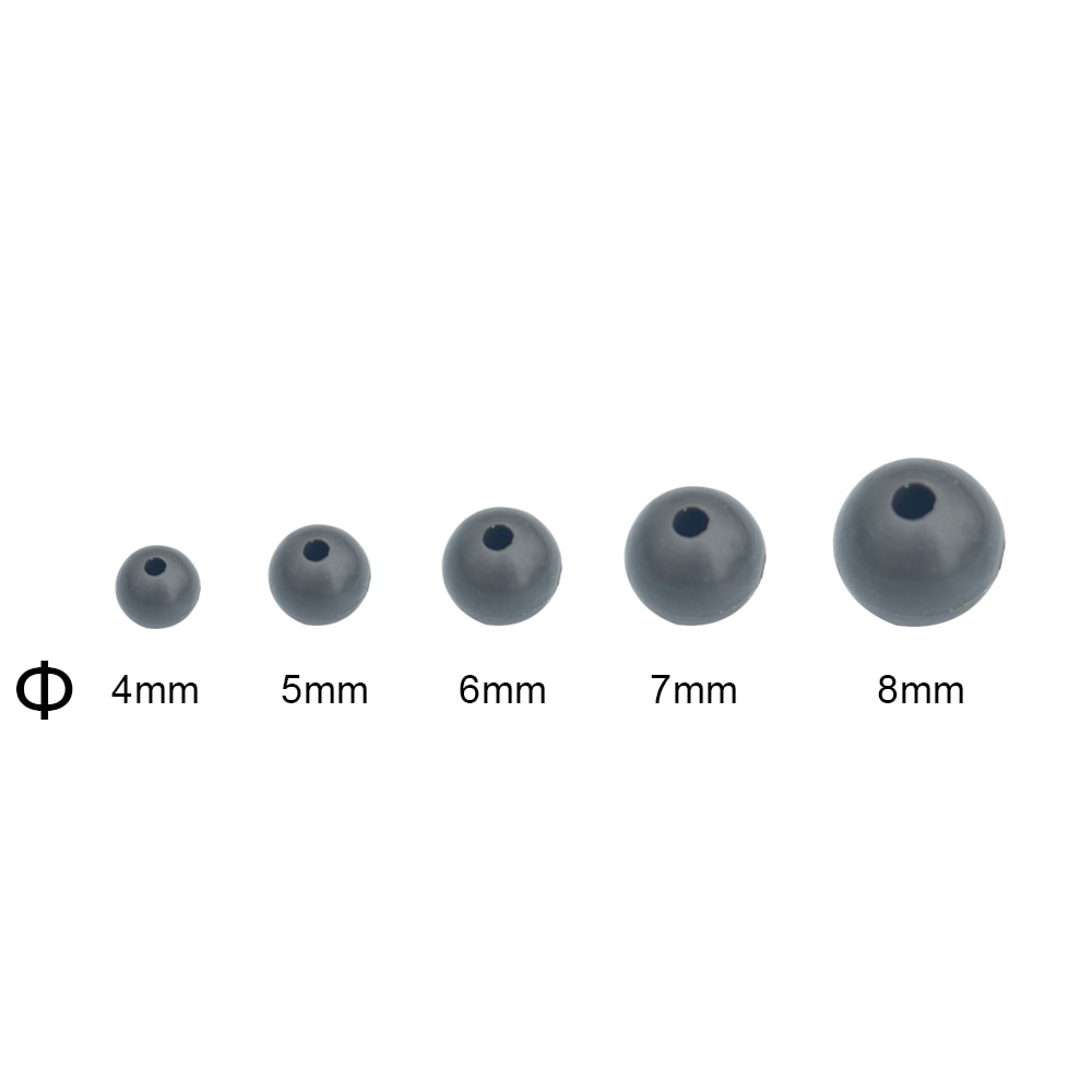 Carp Fishing Beads 100pcs Dark Grey Round Soft Rubber Floating Carp Fishing Rig Beads Diameter 4mm 5mm 6mm 7mm 8mm