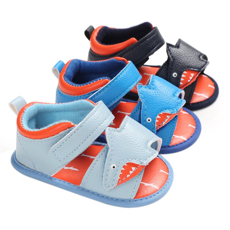Trend Zomer Baby Baby Meisjes Jongens Sandalen Cartoon Shark Vorm Zachte Zool Pu Lederen Schoenen Antislip prewalker