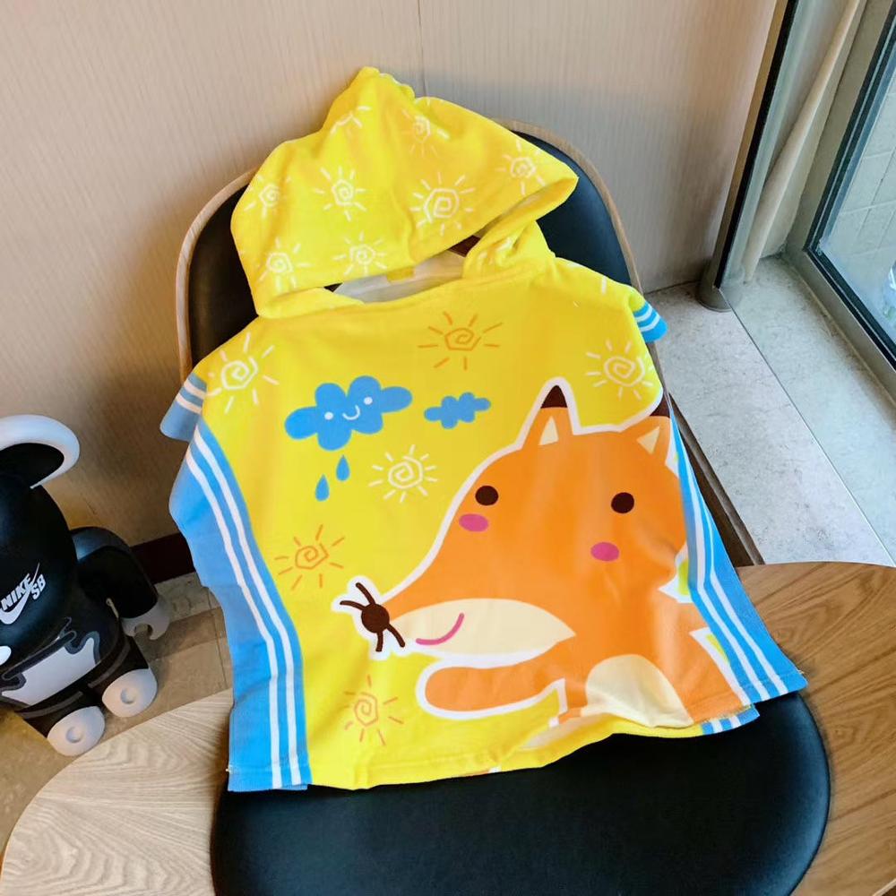 Leuke Kinderen Badhanddoek Cape Strandlaken Microfiber Gedrukt Badjas Cape 3-6 Jaar Oud: fox