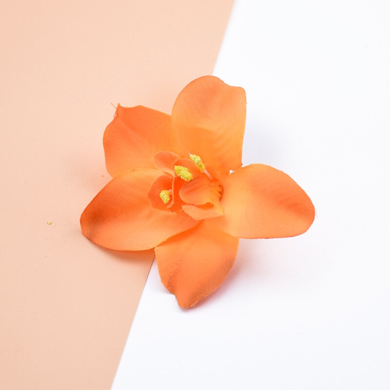 10 stk silke sommerfugl orkidé dekorative blomster kranse juleindretning til hjemmet bryllup håndlavet gør-det-selv boks kunstig blomst