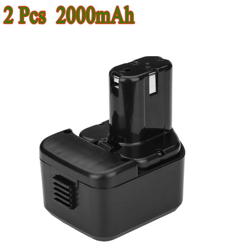 Voor Hitachi EB1214S DS12DVF3 2.0Ah 12V NI-CD Power Tool Vervangende Batterij FWH12DF,EB1220HL,DS12DVF2,EB1220HS,WH12DM2,EB1230X: 2 pcs 2.0Ah