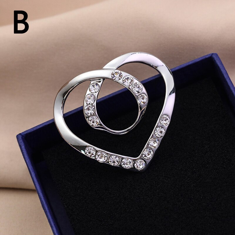 Hart Sjaal Broches Kristal Zijden Sjaal Gesp Broche Vrouwen Sjaal Ring Clip Sjaals Fastener Zoom Geknoopt Knop Accessoires: B-Size L