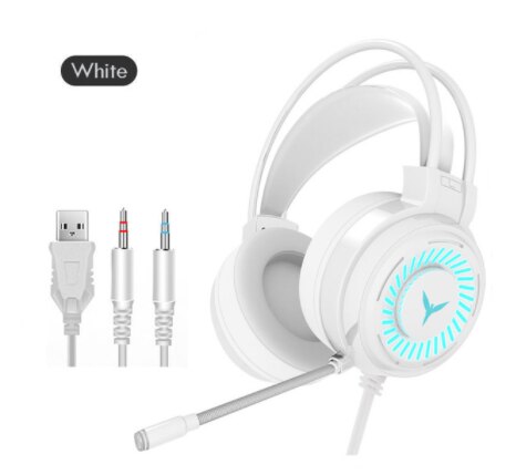 Udj Bedrade Headset Met Microfoon Computer Game PS4 PS5 Fifa 21 Fanatic Gamer Usb Microfoon Kleurrijke Verlichting Subwoofer Surr: white
