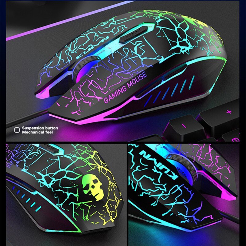 RGB Backlit USB Wired Optical Gaming Keyboard and Mouse Combos Waterproof Ergonomic Keyboard 2400DPI Mouse for Lenovo/XiaoMi