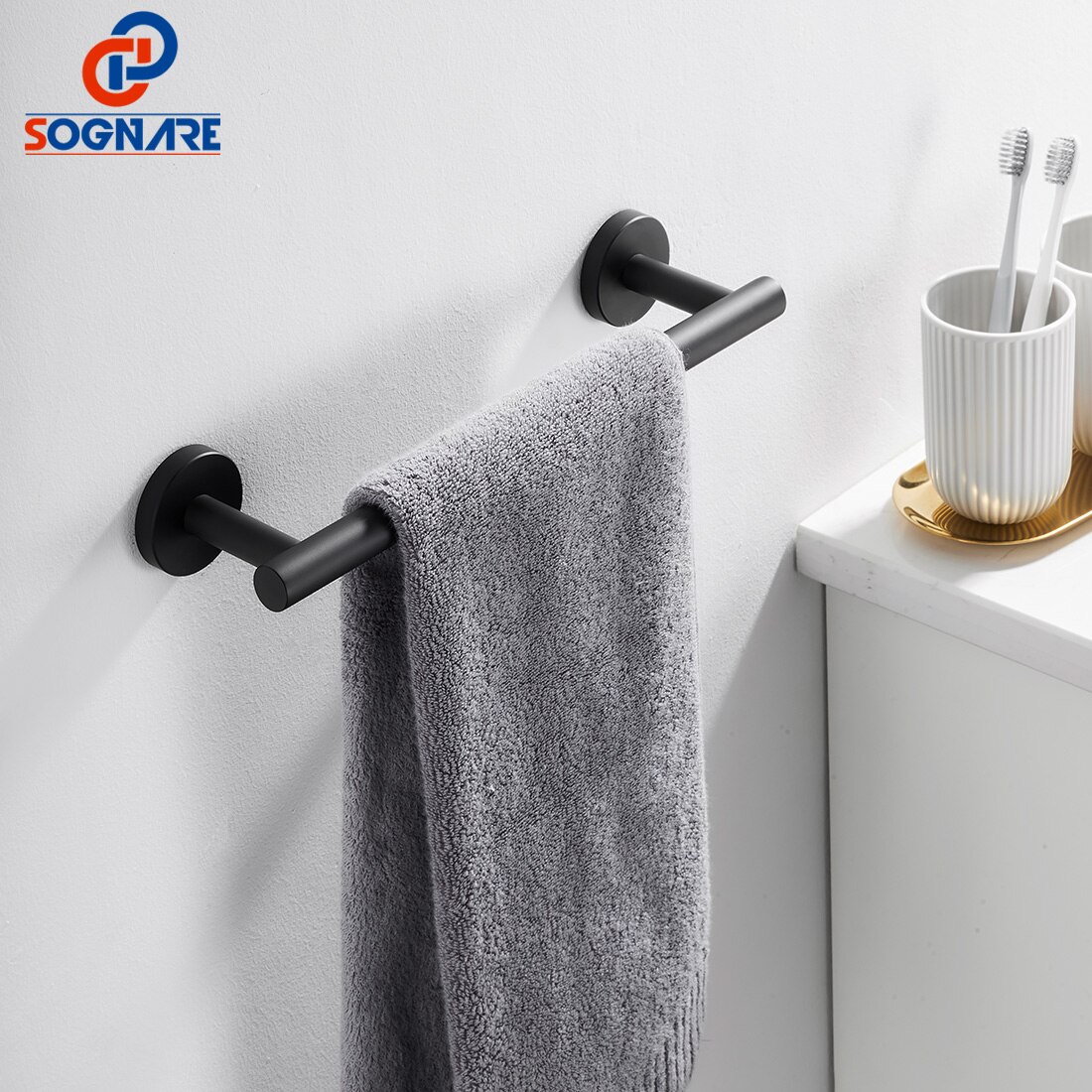 Zwarte Muur Badkamer Hardware Kit Rvs Badkamer Faciliteiten Voor Badkamer Handdoek Bar Toiletrolhouder Kleding Haak